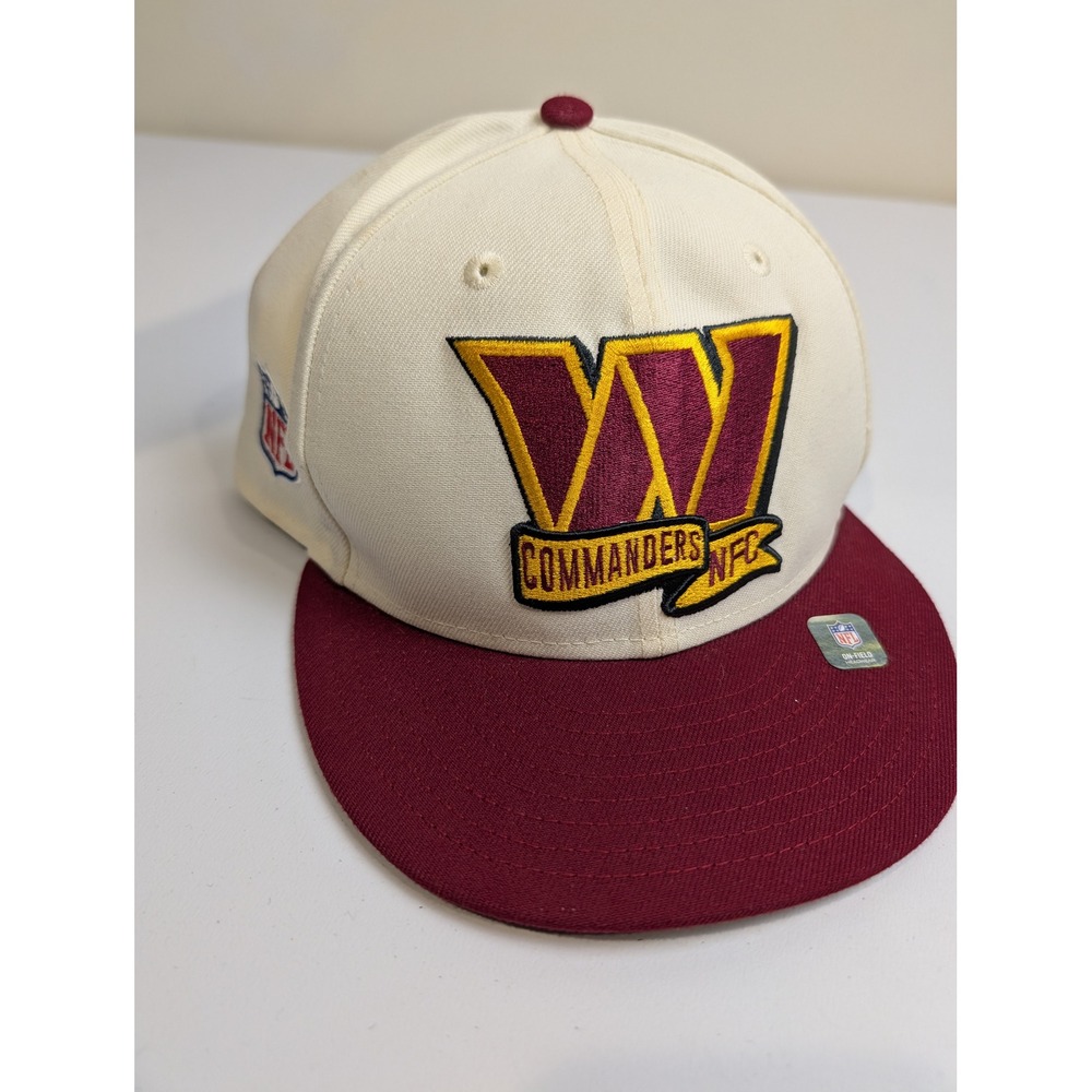New Era Washington Commanders Hat Mens 7 3/8 Cream Burgundy 59FIFTY‎ Fitted